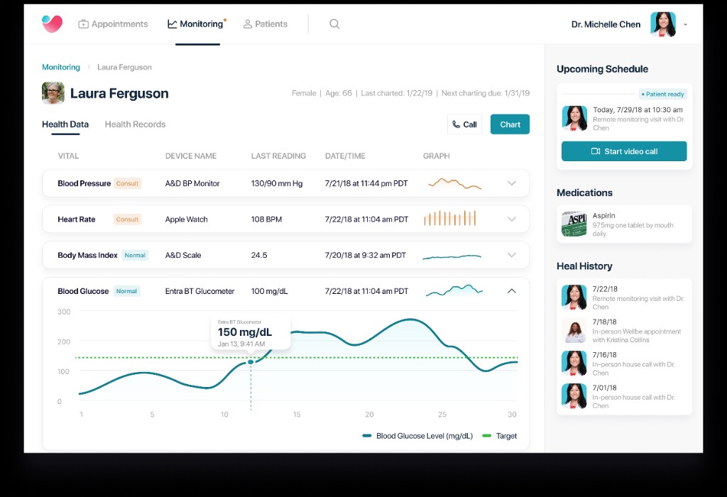 Heal physician health monitoring app
