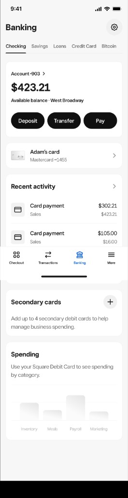 Square Banking App Mockup